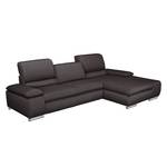 Ecksofa Masca II Strukturstoff Braun - Longchair davorstehend rechts - Keine Funktion