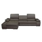 Ecksofa Masca II Strukturstoff Grau / Braun - Longchair davorstehend links - Keine Funktion