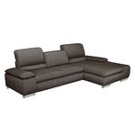 Ecksofa Masca II Strukturstoff Grau / Braun - Longchair davorstehend rechts - Keine Funktion