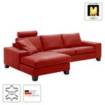 Canapé d'angle Matador Cuir véritable - Sans appui-tête - Méridienne à gauche (vue de face) - Rouge - Sans coussin