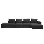 Ecksofa Maupas Webstoff Basalt - Longchair davorstehend rechts