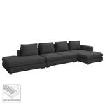 Ecksofa Maupas Webstoff Basalt - Longchair davorstehend rechts