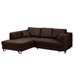 Ecksofa Melstone Webstoff mit Schlaffunktion - Braun - Longchair davorstehend links