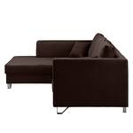 Ecksofa Melstone Webstoff mit Schlaffunktion - Braun - Longchair davorstehend links