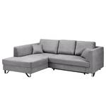 Ecksofa Melstone Webstoff mit Schlaffunktion - Granit - Longchair davorstehend links