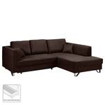 Ecksofa Melstone Webstoff mit Schlaffunktion - Braun - Longchair davorstehend rechts