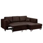 Ecksofa Melstone Webstoff mit Schlaffunktion - Braun - Longchair davorstehend rechts