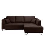 Ecksofa Melstone Webstoff mit Schlaffunktion - Braun - Longchair davorstehend rechts