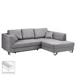 Ecksofa Melstone Webstoff mit Schlaffunktion - Granit - Longchair davorstehend rechts