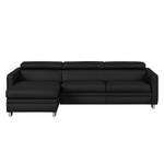 Ecksofa Menfi II Echtleder Schwarz - Longchair davorstehend links