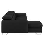 Ecksofa Menfi II Echtleder Schwarz - Longchair davorstehend links