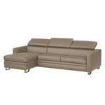 Ecksofa Menfi II Echtleder Taupe - Longchair davorstehend links