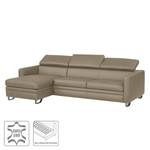 Ecksofa Menfi II Echtleder Echtleder - Taupe - Longchair davorstehend links