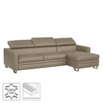 Ecksofa Menfi II Echtleder Taupe - Longchair davorstehend rechts