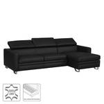 Ecksofa Menfi III echtes Dickleder Schwarz - Longchair davorstehend rechts