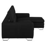 Ecksofa Menfi III echtes Dickleder Schwarz - Longchair davorstehend rechts