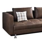 Ecksofa Blaxton (mit Schlaffunktion) Stoff Braun - Ottomane beidseitig montierbar