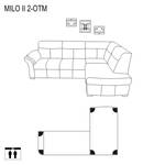 Ecksofa Milo II Echtleder Silber - Longchair davorstehend links - Keine Funktion