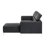 Ecksofa Mirtillo Echtleder Schwarz - Longchair davorstehend rechts