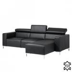 Ecksofa Mirtillo Echtleder Schwarz - Longchair davorstehend rechts