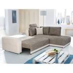 Ecksofa Nango I (mit Schlaffunktion / beidseitig montierbar) Microfaser / Strukturstoff - Hellbraun / Creme