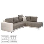 Ecksofa Nango I (mit Schlaffunktion / beidseitig montierbar) Microfaser / Strukturstoff - Hellbraun / Creme