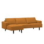 Ecksofa Navona Echtleder Echtleder Neka: Cognac - Longchair davorstehend links - Schwarz