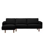 Ecksofa Navona Echtleder Echtleder Neka: Schwarz - Longchair davorstehend links - Braun