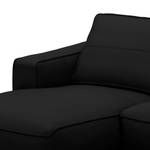 Ecksofa Navona Echtleder Echtleder Neka: Schwarz - Longchair davorstehend links - Braun