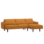 Ecksofa Navona Echtleder Echtleder Neka: Cognac - Longchair davorstehend rechts - Schwarz