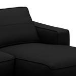 Ecksofa Navona Echtleder Echtleder Neka: Schwarz - Longchair davorstehend rechts - Braun