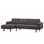 Ecksofa Navona Webstoff Webstoff Anda II: Anthrazit - Longchair davorstehend links - Schwarz