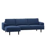 Ecksofa Navona Webstoff Webstoff Anda II: Blau - Longchair davorstehend links - Schwarz