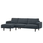 Ecksofa Navona Webstoff Webstoff Anda II: Grau - Longchair davorstehend links - Schwarz