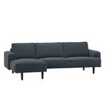 Ecksofa Navona Webstoff Webstoff Anda II: Grau - Longchair davorstehend links - Schwarz