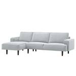 Ecksofa Navona Webstoff Webstoff Anda II: Silber - Longchair davorstehend links - Schwarz