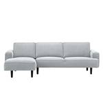 Ecksofa Navona Webstoff Webstoff Anda II: Silber - Longchair davorstehend links - Schwarz