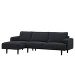 Ecksofa Navona Webstoff Webstoff Saia: Anthrazit - Longchair davorstehend links - Schwarz