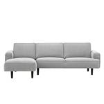 Ecksofa Navona Webstoff Webstoff Saia: Hellgrau - Longchair davorstehend links - Schwarz