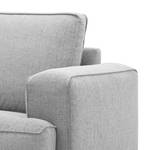 Ecksofa Navona Webstoff Webstoff Saia: Hellgrau - Longchair davorstehend links - Schwarz