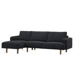 Ecksofa Navona Webstoff Webstoff Saia: Anthrazit - Longchair davorstehend links - Braun