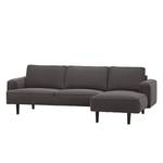 Ecksofa Navona Webstoff Webstoff Anda II: Anthrazit - Longchair davorstehend rechts - Schwarz