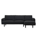 Ecksofa Navona Webstoff Webstoff Saia: Anthrazit - Longchair davorstehend rechts - Schwarz