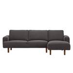 Ecksofa Navona Webstoff Webstoff Anda II: Anthrazit - Longchair davorstehend rechts - Braun