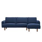 Ecksofa Navona Webstoff Webstoff Anda II: Blau - Longchair davorstehend rechts - Braun