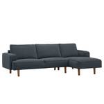 Ecksofa Navona Webstoff Webstoff Anda II: Grau - Longchair davorstehend rechts - Braun