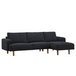 Ecksofa Navona Webstoff Webstoff Saia: Anthrazit - Longchair davorstehend rechts - Braun