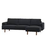 Ecksofa Navona Webstoff Webstoff Saia: Anthrazit - Longchair davorstehend rechts - Braun