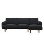 Ecksofa Navona Webstoff Webstoff Saia: Anthrazit - Longchair davorstehend rechts - Braun