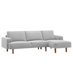 Ecksofa Navona Webstoff Webstoff Saia: Hellgrau - Longchair davorstehend rechts - Braun